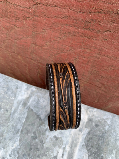 The Vera Hand Tooled Leather Cuff Bracelet The Rodeo Rose